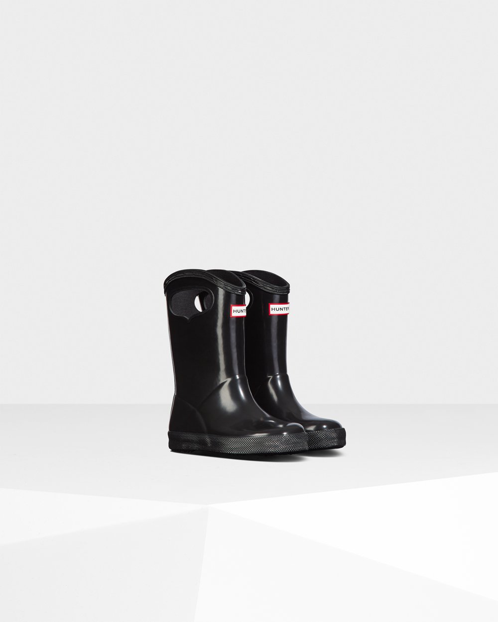 Botas De Agua Hunter Niños Original First Classic Grab Handle Gloss - Negras - Argentina 6732ZOFRM